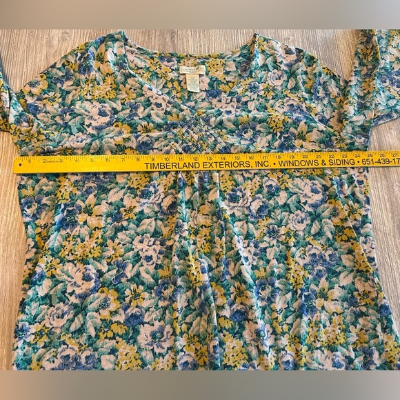 Caribbean Joe Multicolored Floral V-Neck Short Sleeve Pullover Top Women's Sz 2X - Picture 11 of 12